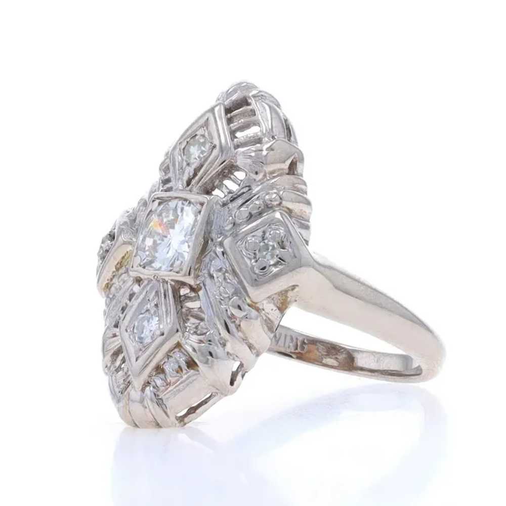 White Gold Diamond Retro Cluster Cocktail Ring 14… - image 3