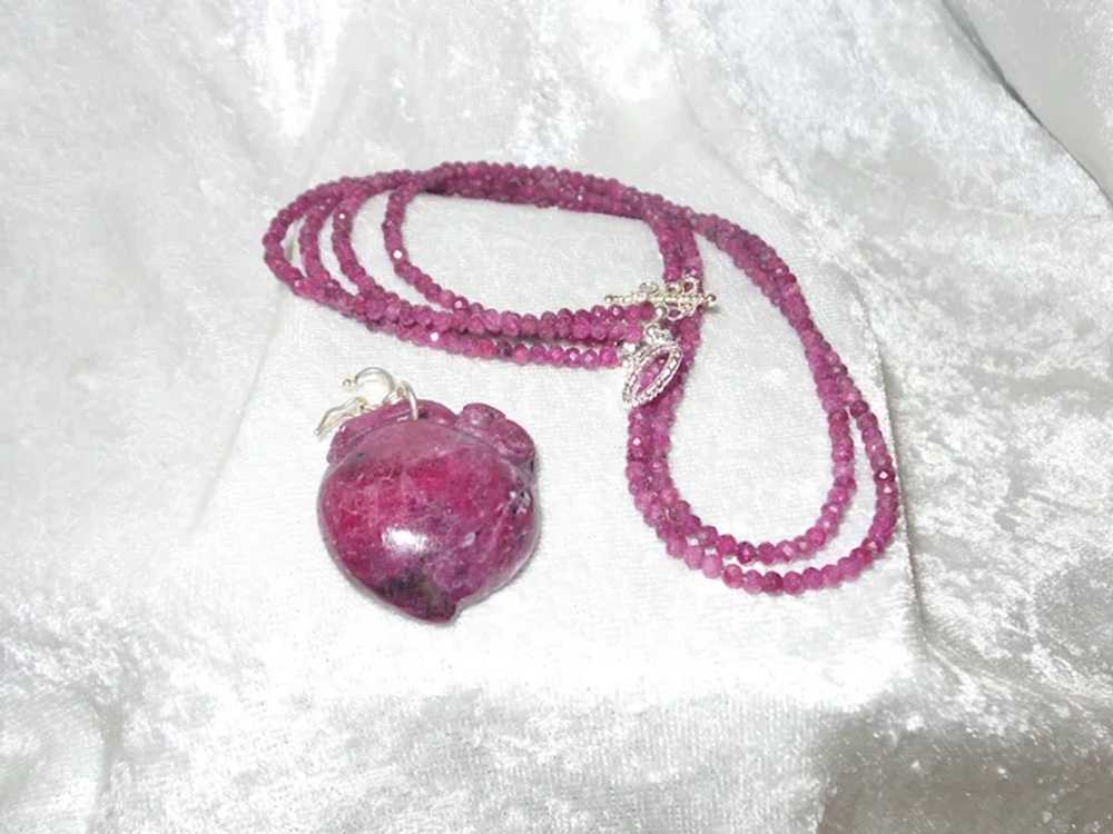 Double Strand Burma Ruby Necklace with a Ruby/Zoi… - image 11