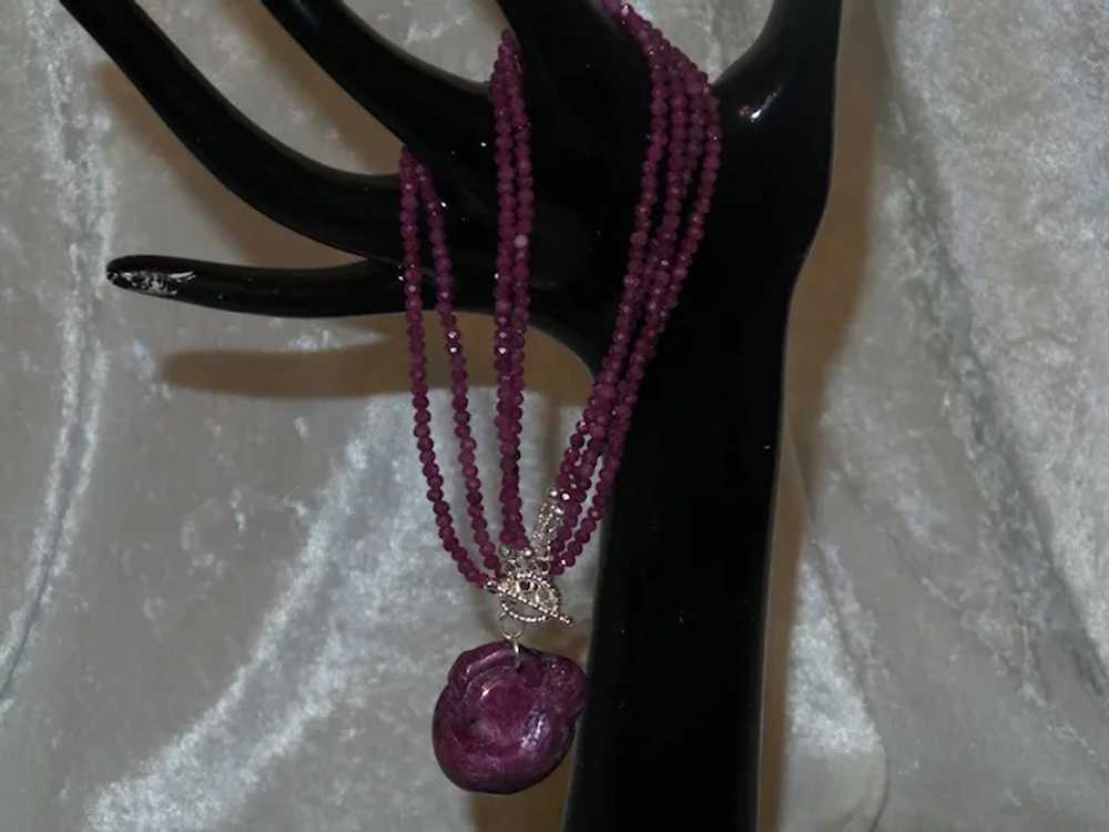 Double Strand Burma Ruby Necklace with a Ruby/Zoi… - image 12