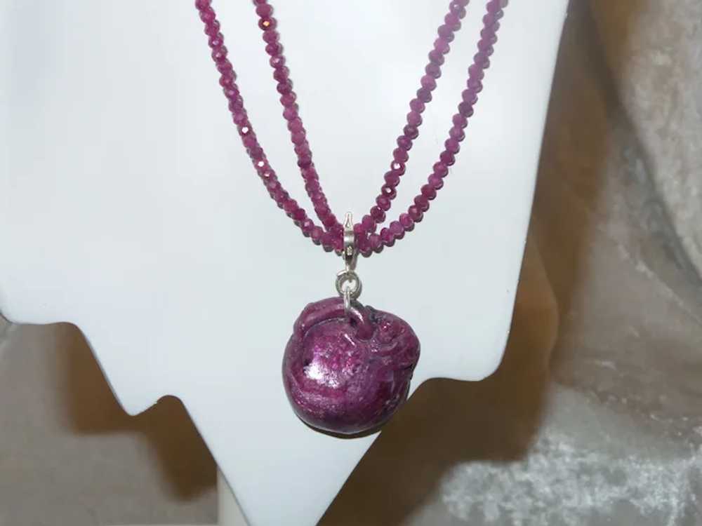 Double Strand Burma Ruby Necklace with a Ruby/Zoi… - image 3