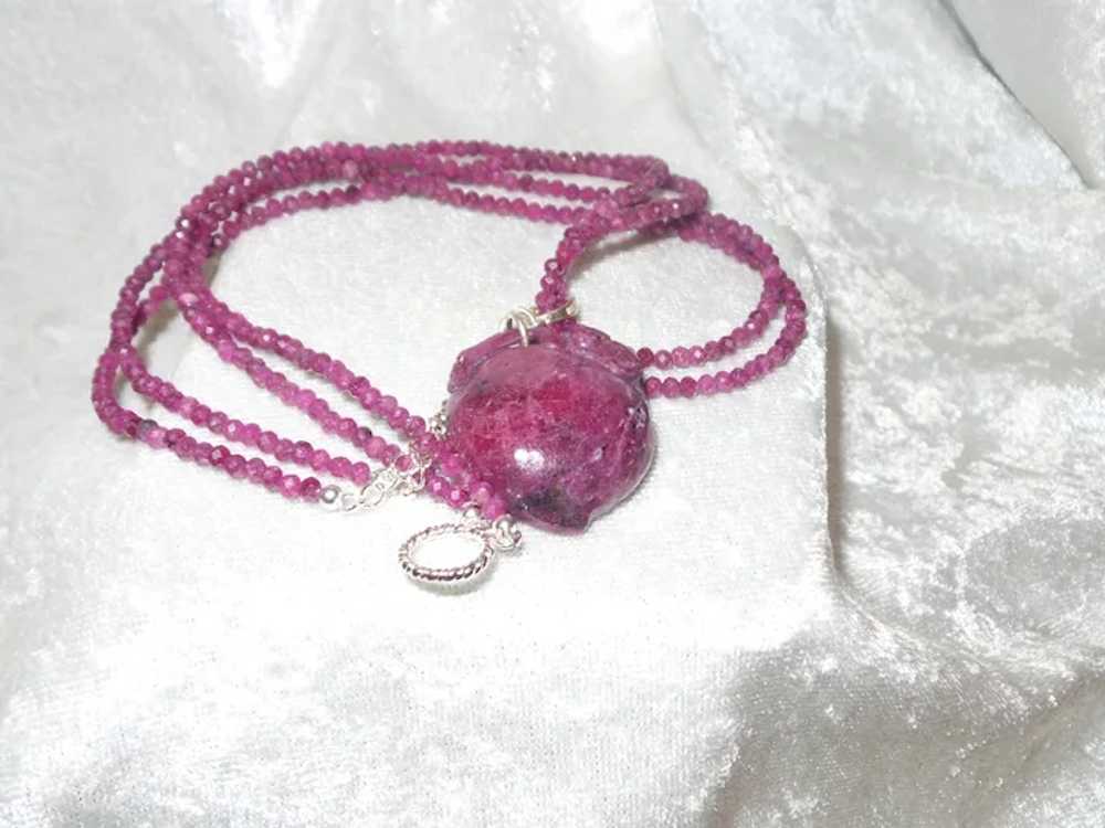 Double Strand Burma Ruby Necklace with a Ruby/Zoi… - image 4