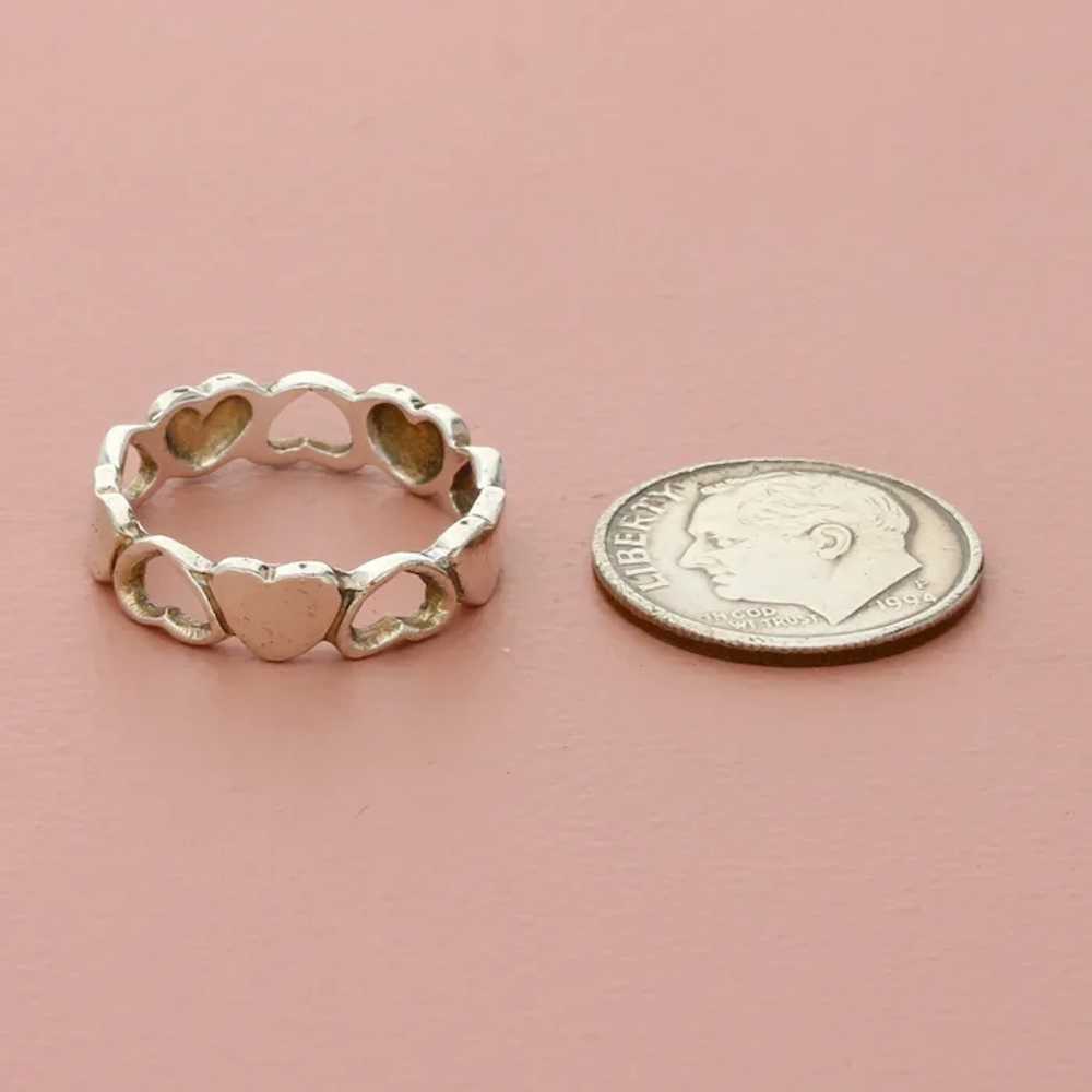 Sterling Silver Dainty Love Hearts Stack Band Rin… - image 3