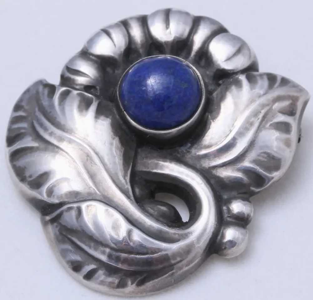 Georg Jensen Lapis Lazuli Sterling Silver Flower … - image 4