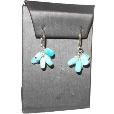 Blue Peruvian Opal Dangle Earrings