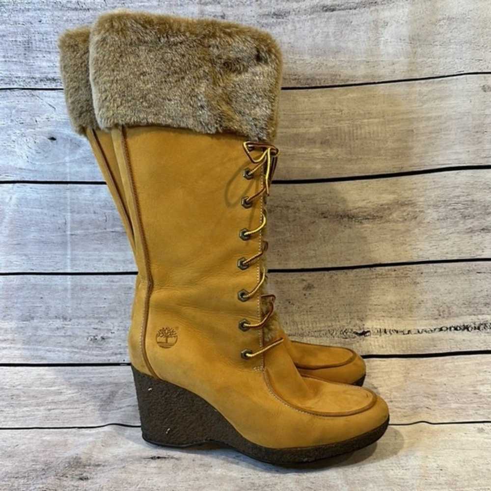Timberland Tall Fur Lined Wedge Heel Boots SIZE 7… - image 2