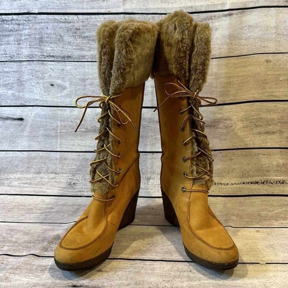 Timberland Tall Fur Lined Wedge Heel Boots SIZE 7… - image 3