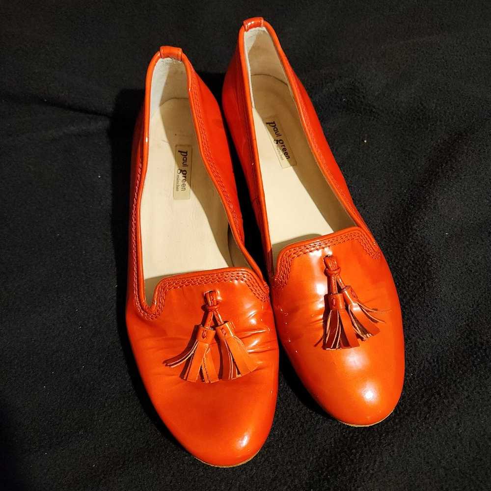 Paul Green Patent Leather Slip-on Orange Flats - image 1