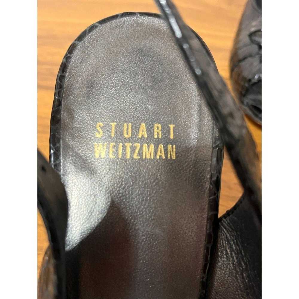 Stuart Weitzman Black Snakeskin Peep Toe Pumps - image 5