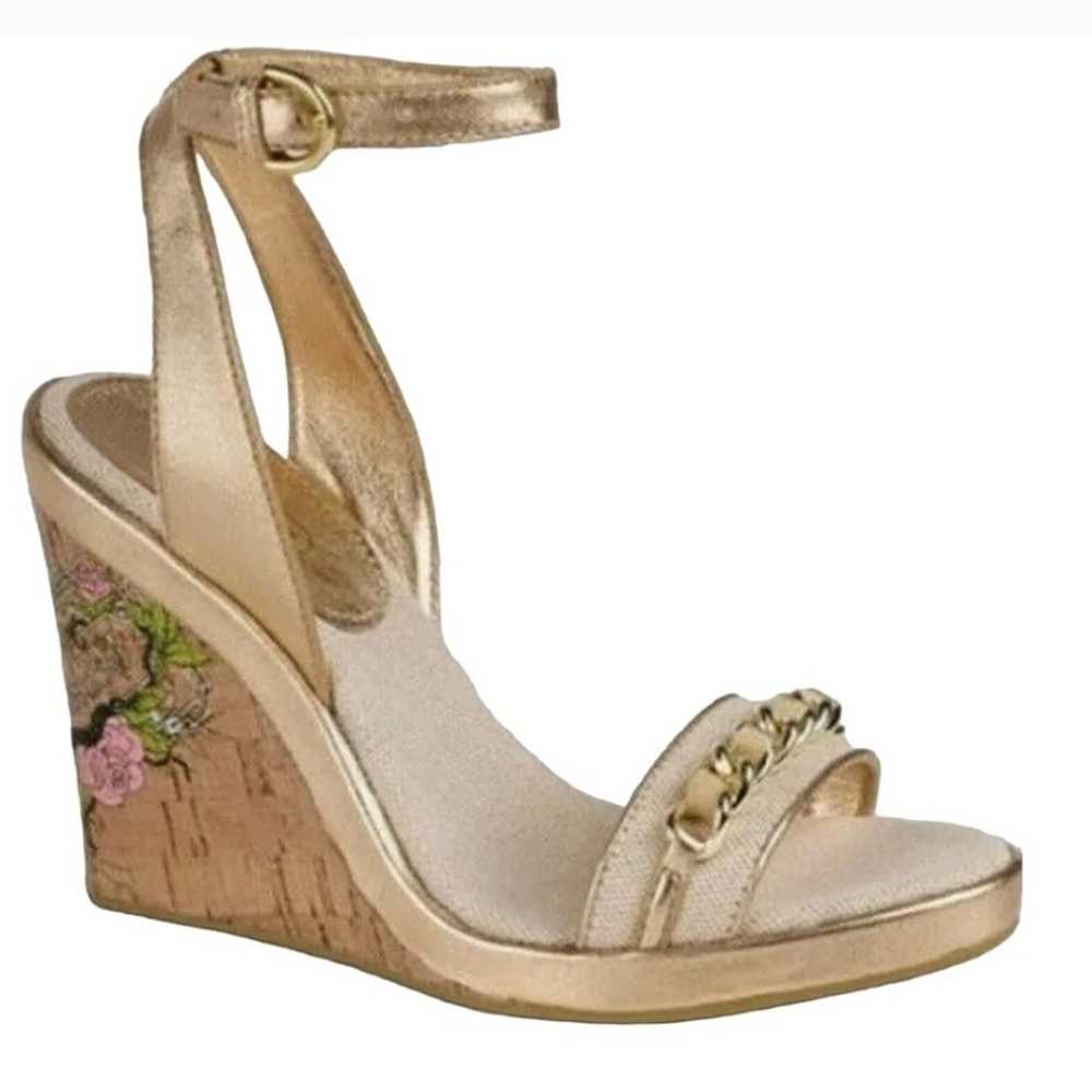 Coach Ellette Cork Wedge Sandal Sz 8.5 - Gem