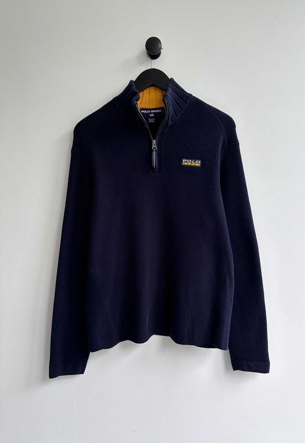 Vintage 90's Polo Ralph deals Lauren Fleece Sweater Blue Large Polo Sport Spell Out Pullover Half Zipper Sweater Polo Sport Jumper Size L