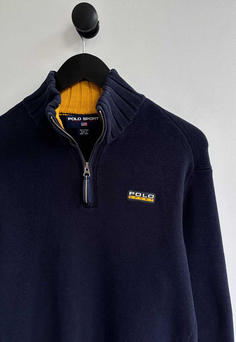 Vintage 90's Polo Ralph deals Lauren Fleece Sweater Blue Large Polo Sport Spell Out Pullover Half Zipper Sweater Polo Sport Jumper Size L