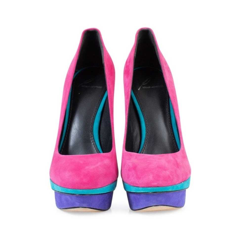 WORN ONCE Brian Atwood Fontanne Suede Colorblock … - image 4