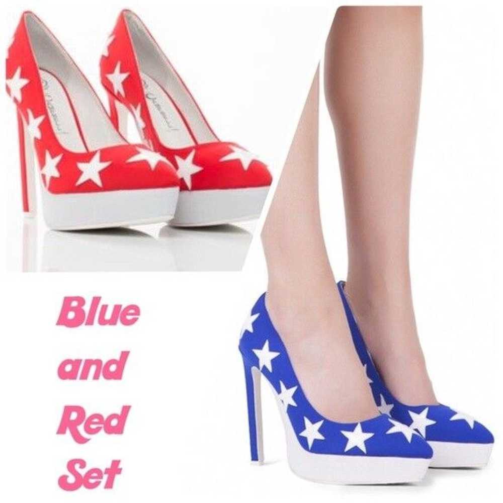 Jeffrey Campbell Blue & Red Patent Leather Heels … - image 1
