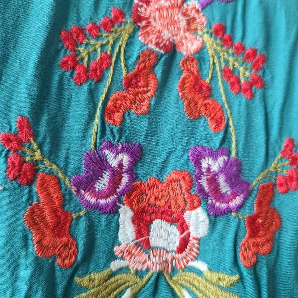 JODIFL Teal Floral Embroidered Dress - image 5
