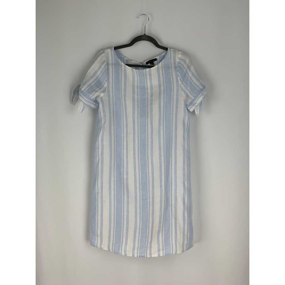 Saks Fifth Avenue Dress Linen Striped Blue White … - image 2