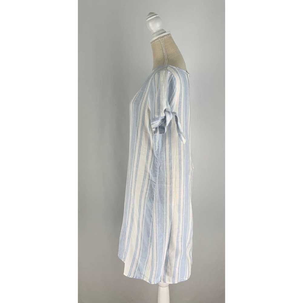 Saks Fifth Avenue Dress Linen Striped Blue White … - image 3