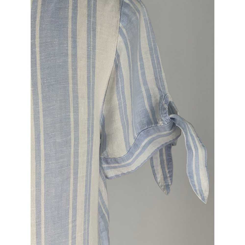 Saks Fifth Avenue Dress Linen Striped Blue White … - image 4