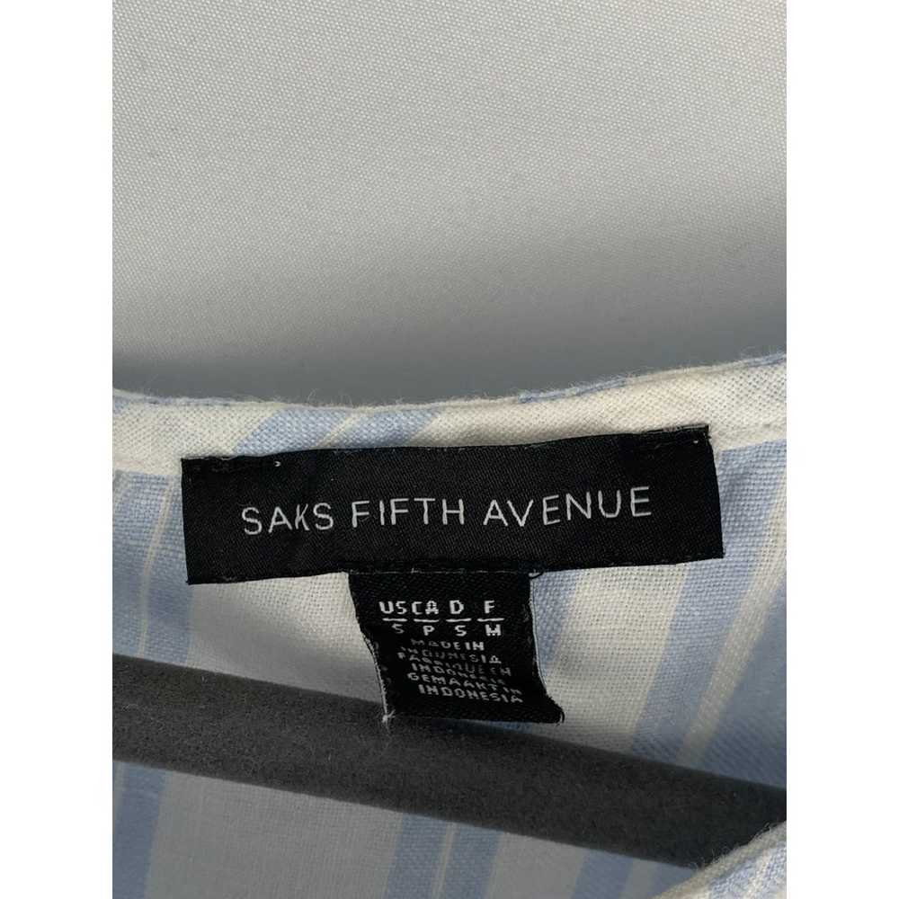 Saks Fifth Avenue Dress Linen Striped Blue White … - image 7