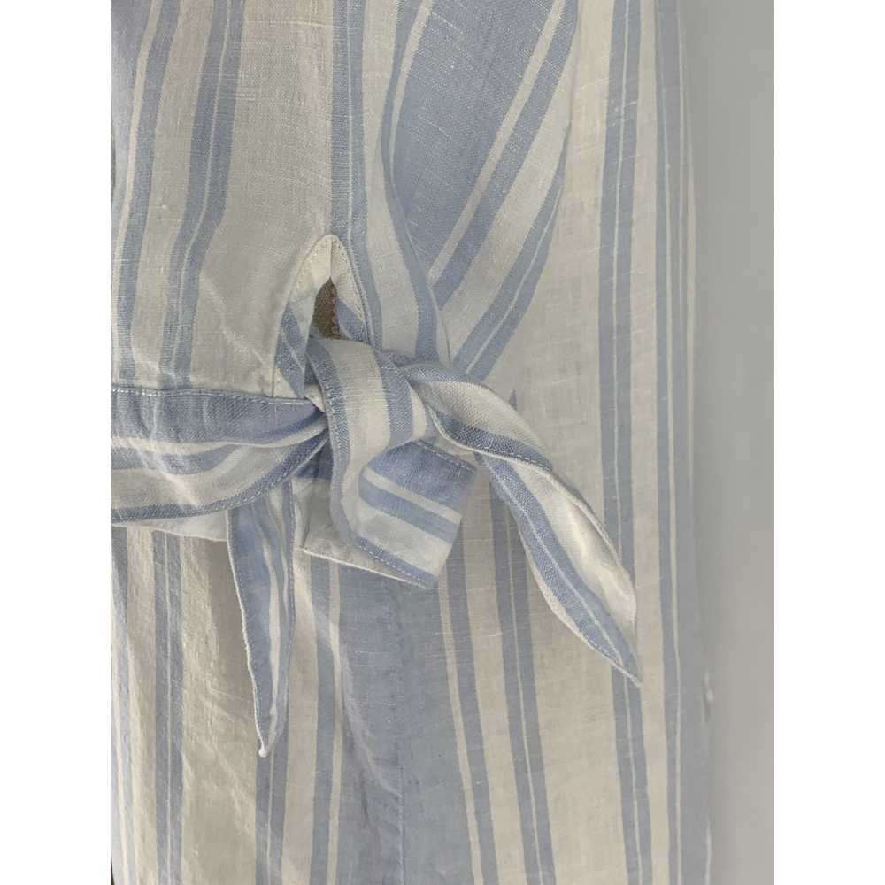 Saks Fifth Avenue Dress Linen Striped Blue White … - image 8