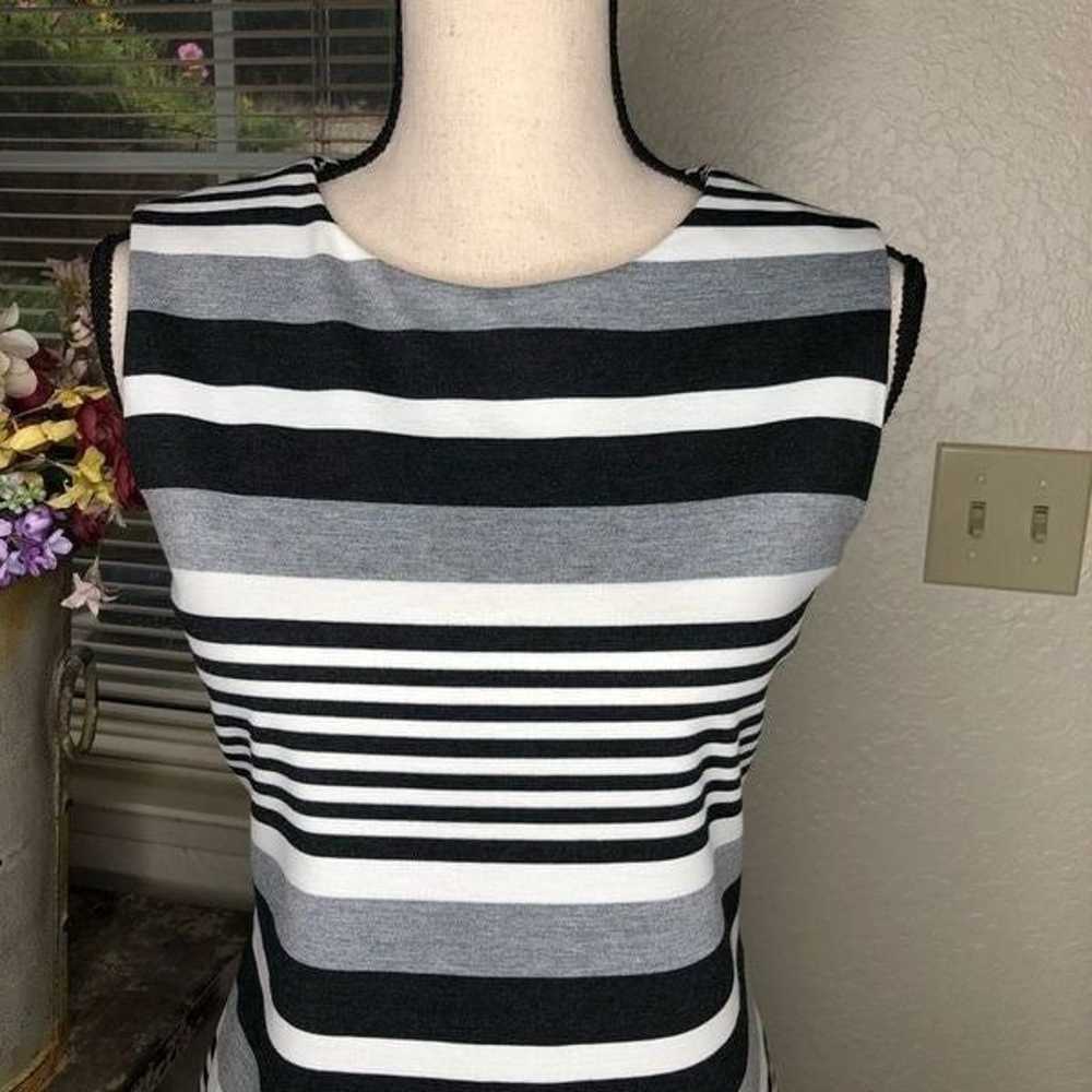 Calvin Klein Gray and White Striped Sheath Dress - image 2