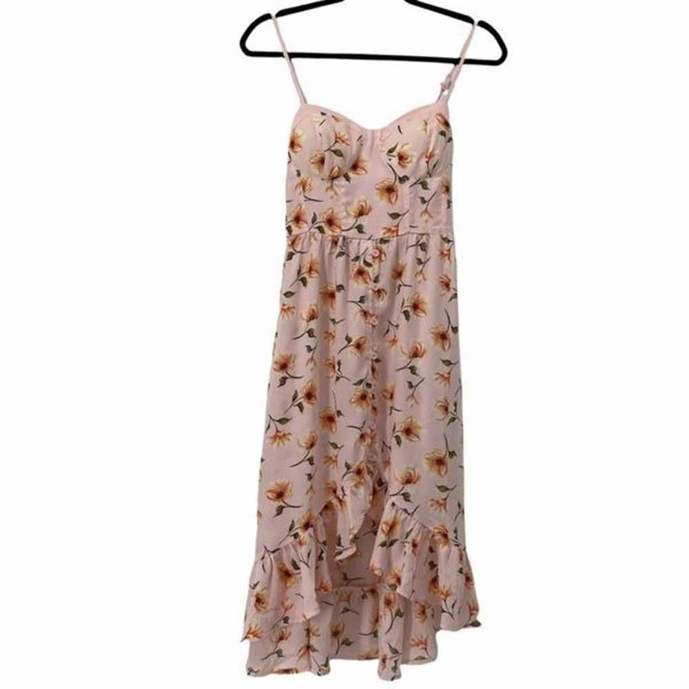 Band of Gypsies Light Pink Yellow Floral Dress - image 1