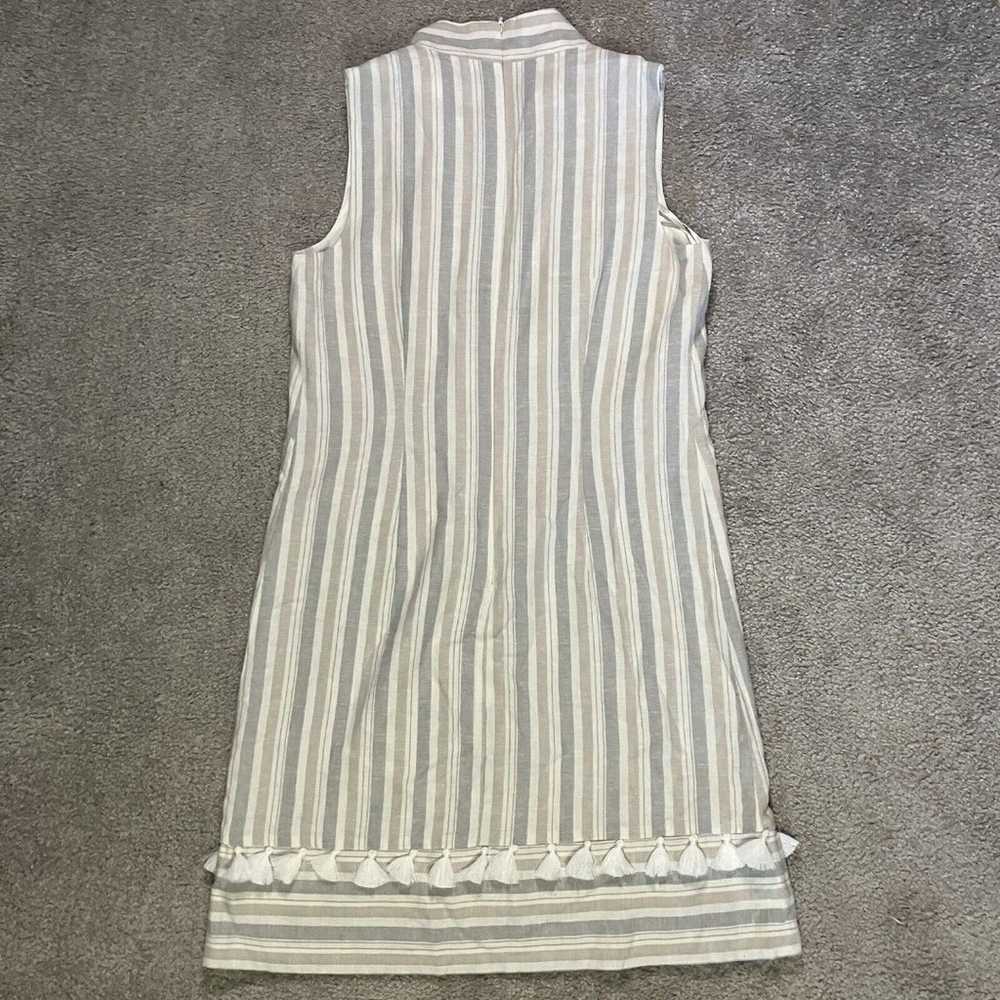 Eliza J Linen Striped Sleeveless Shift Dress Tan/… - image 3