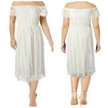 City Chic Lace Off Shoulder White Dress Size XL/22 - image 1