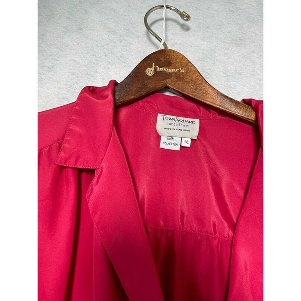 VTG Town Square Belted Pink Satin Sheath Dress Wo… - image 8