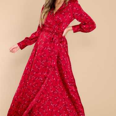 You're The Expert Red Floral Print Maxi Dress - image 1