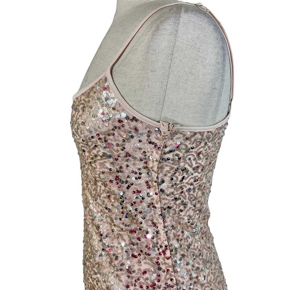 Pink sequin small mini dress spaghetti strap, gla… - image 5