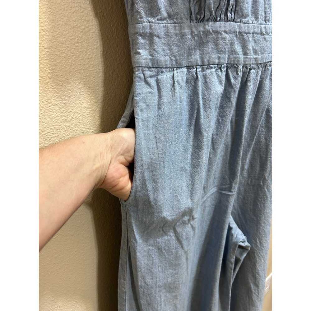 1901 Nordstrom Jumpsuit Sz 8 Chambray Blue Ruffle… - image 2
