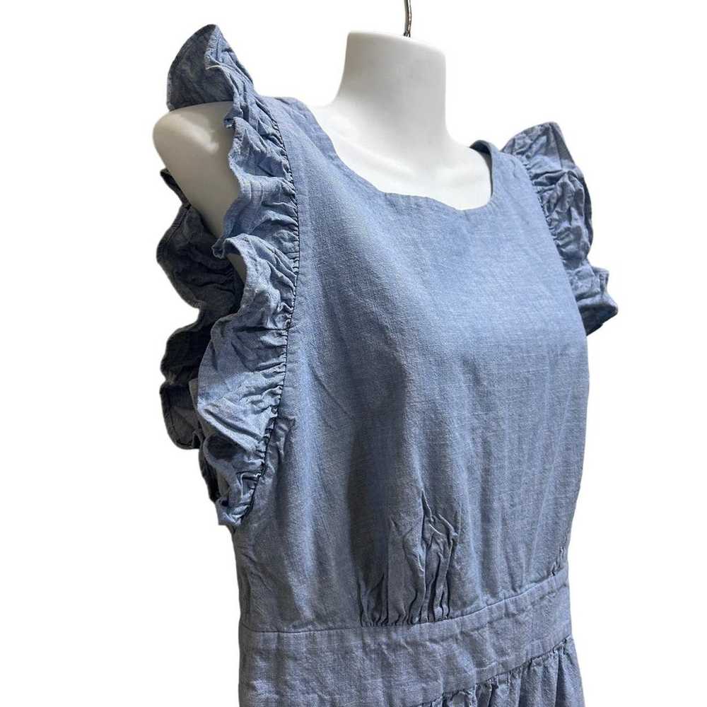 1901 Nordstrom Jumpsuit Sz 8 Chambray Blue Ruffle… - image 3