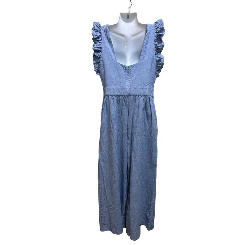 1901 Nordstrom Jumpsuit Sz 8 Chambray Blue Ruffle… - image 5