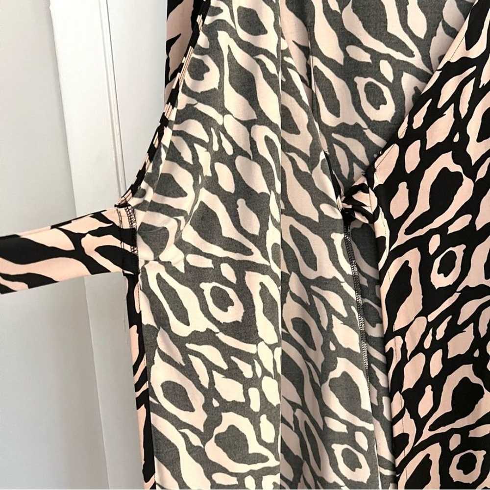 Tahari Jersey Wrap Midi Dress Black Tan Animal Pr… - image 6