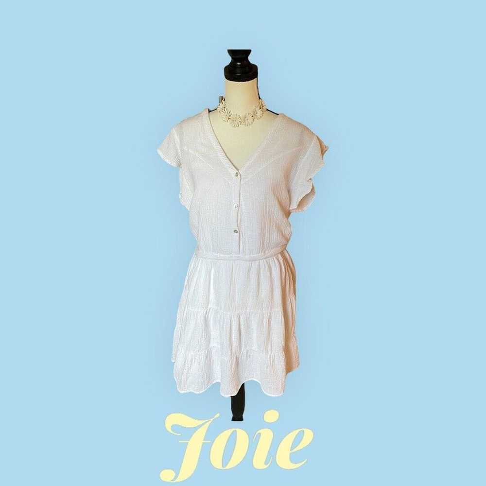 Joie WOMENS White Cotton Gauze Babydoll Short Sle… - image 1