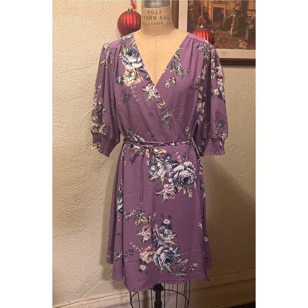 City Chic Rose Garden Dress Lilac Size 18 - image 3