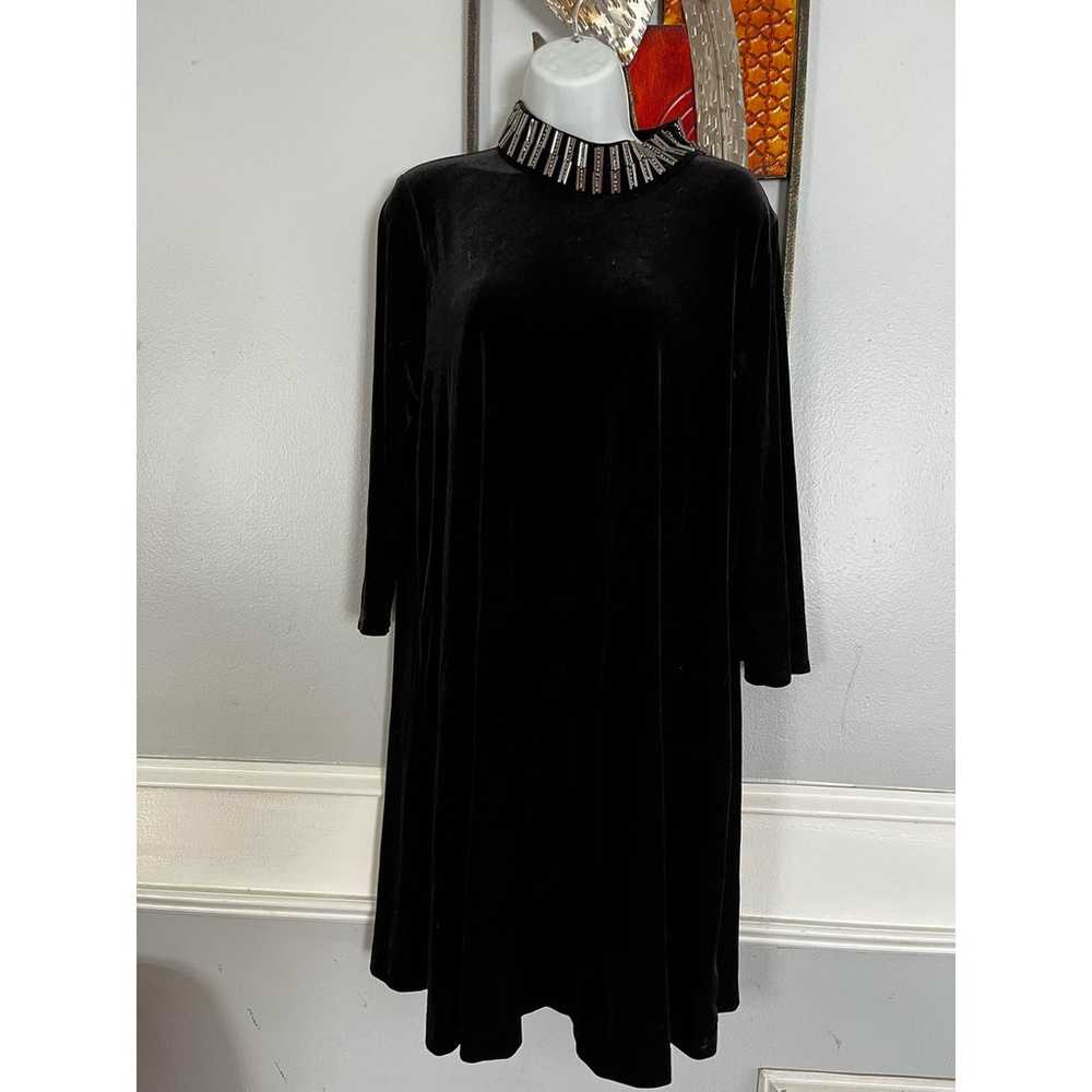 Velvet Embellished Mock-Neck Dress, Created for M… - image 2