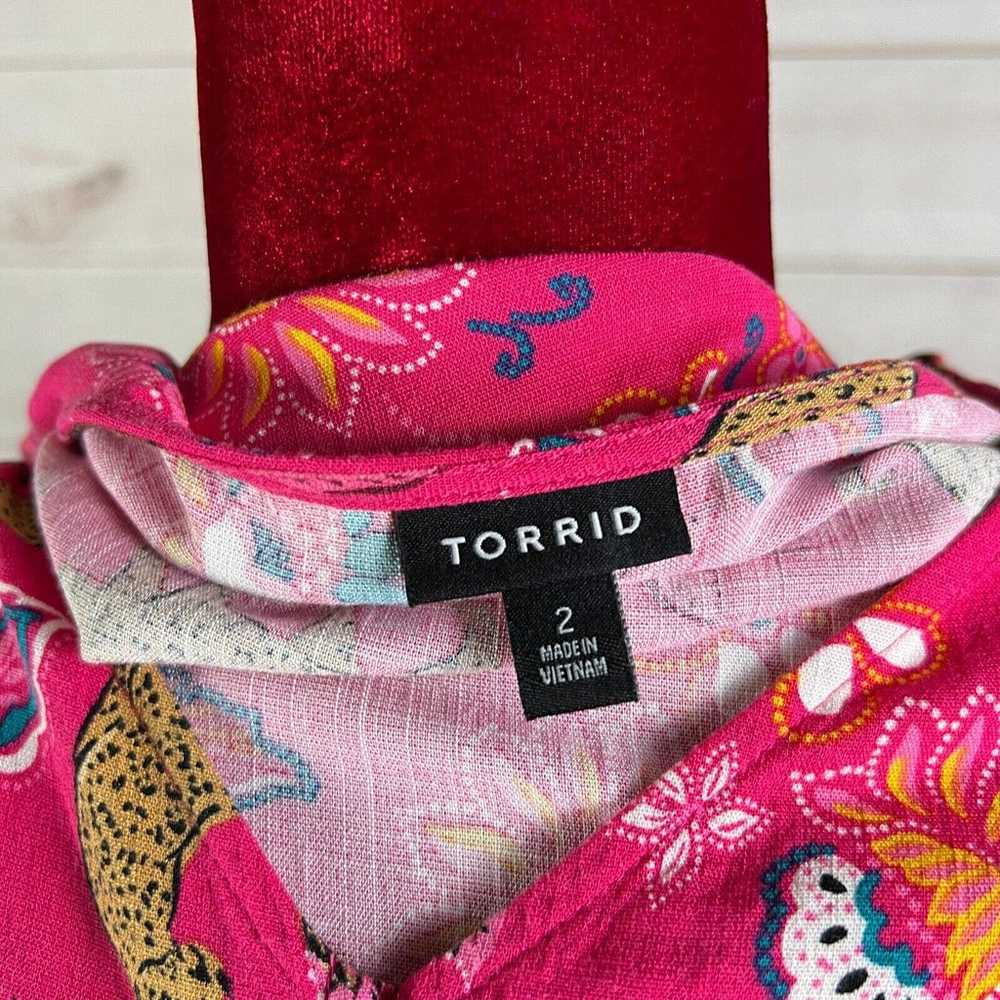 Torrid Slub Button Dress Midi Floral Safari Belted - image 11