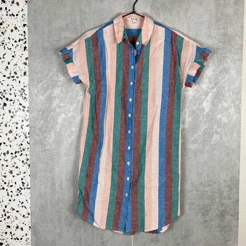 Madewell rainbow striped button front dress - image 2