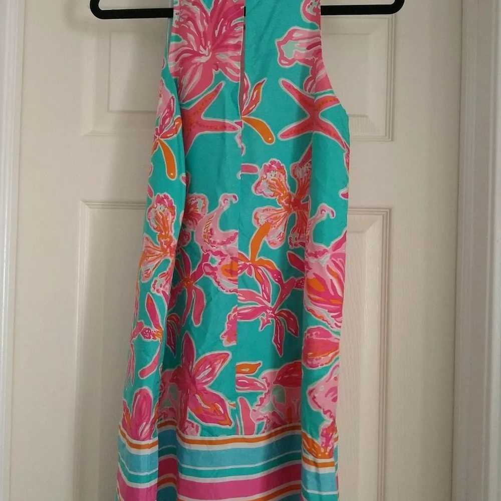 Lilly Pulitzer SILK Wright Trapeze Dress Sea Blue… - image 3