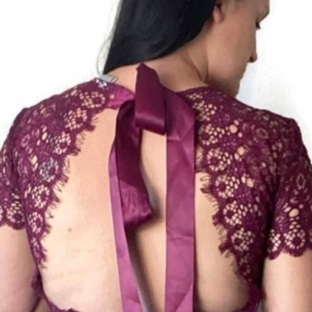 ASOS Burgundy Lace Scalloped Open Back Dress Size… - image 3