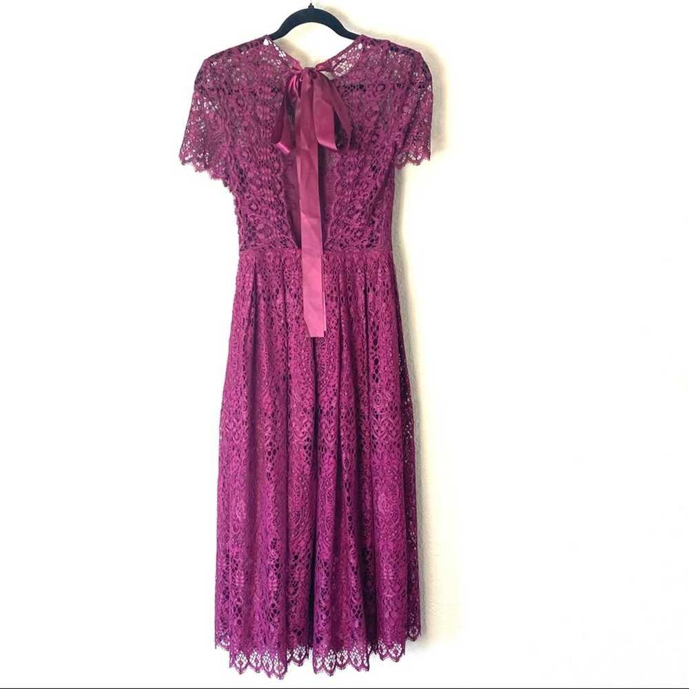 ASOS Burgundy Lace Scalloped Open Back Dress Size… - image 4