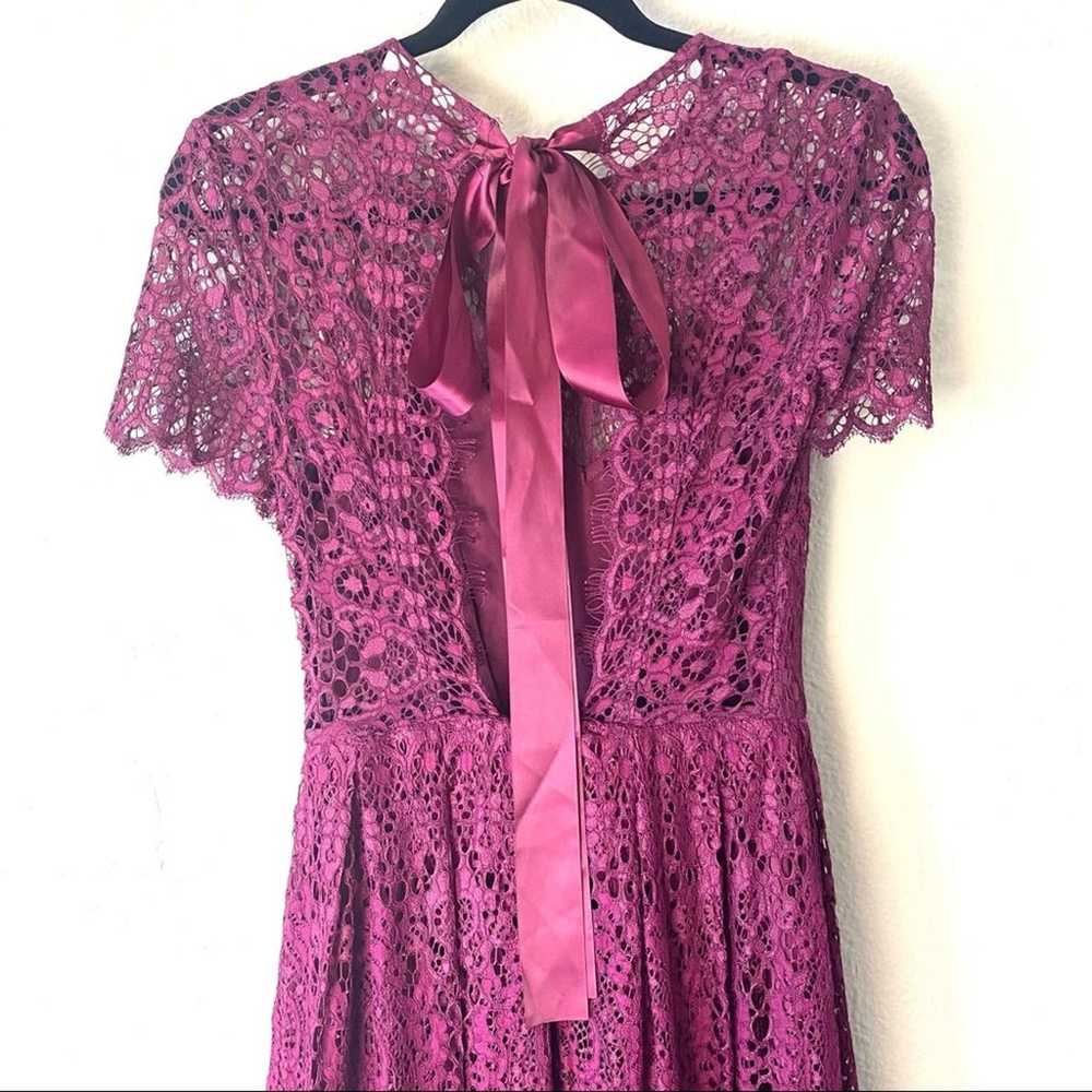 ASOS Burgundy Lace Scalloped Open Back Dress Size… - image 5