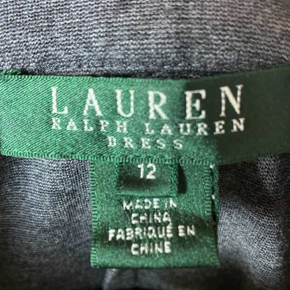 LAUREN Ralph Lauren Gray Knit Dress w/ Lamb Leath… - image 3