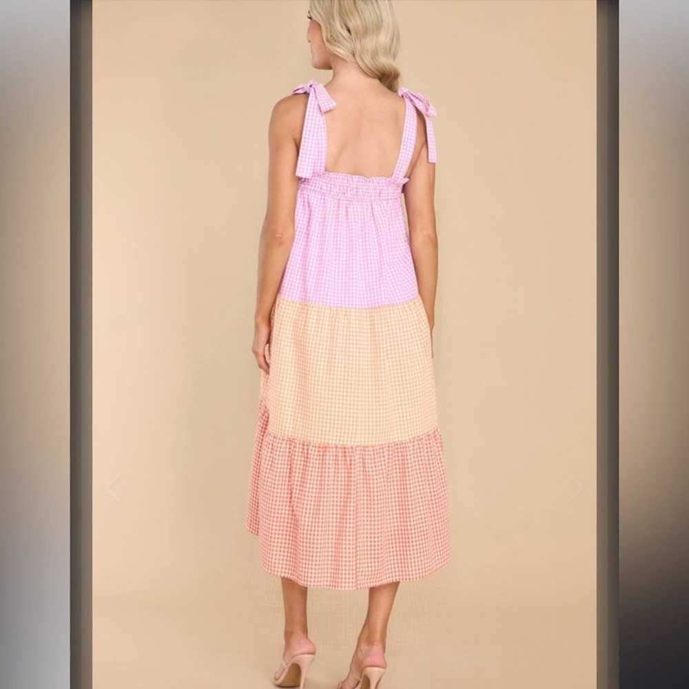 Talulah Pink Multi Gingham Midi Sun Dress Small - image 5