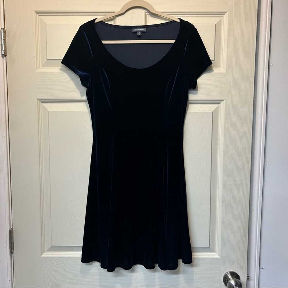 Modcloth Blue Velvet Dress Skater Style Short Sle… - image 5