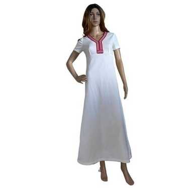 Vintage 1960s/70s White Dress Short Sleeve Polyest
