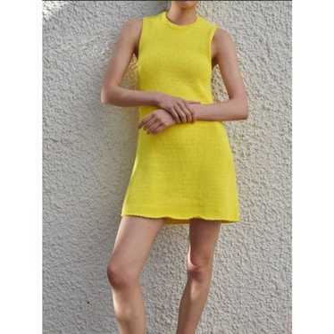 Zara bright yellow knit mini sweater dress size s… - image 1