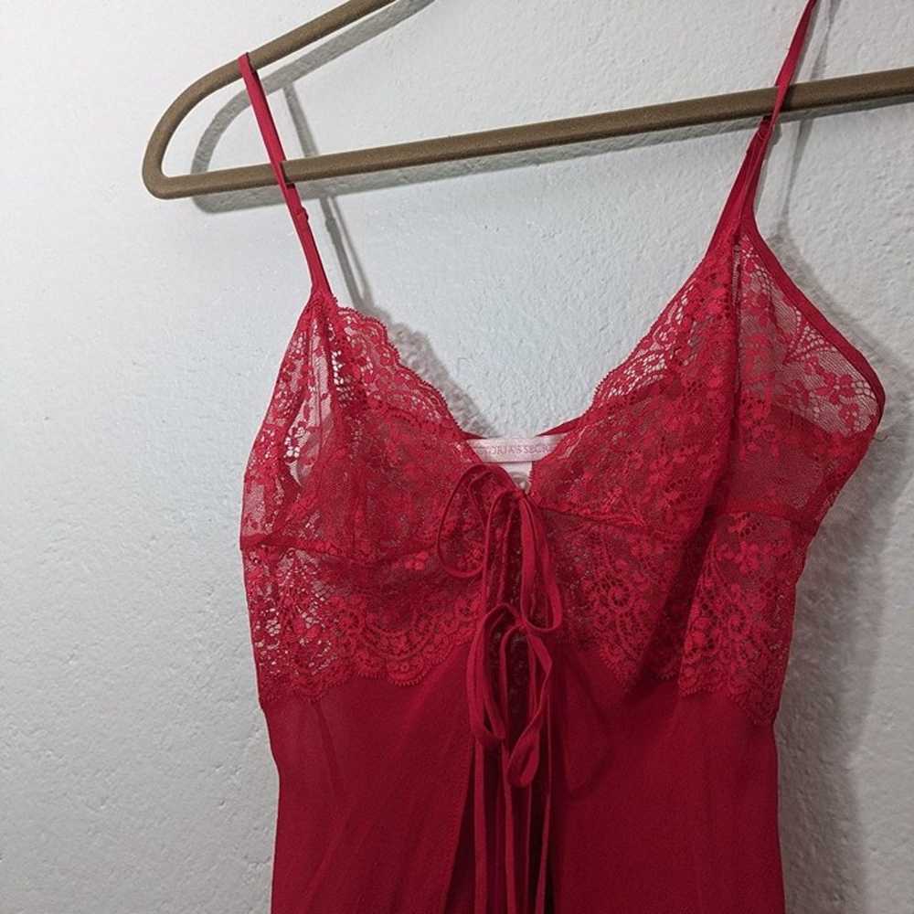 Y2K victoria's secret sexy red silk lace slip dre… - image 3