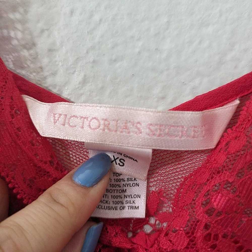 Y2K victoria's secret sexy red silk lace slip dre… - image 4